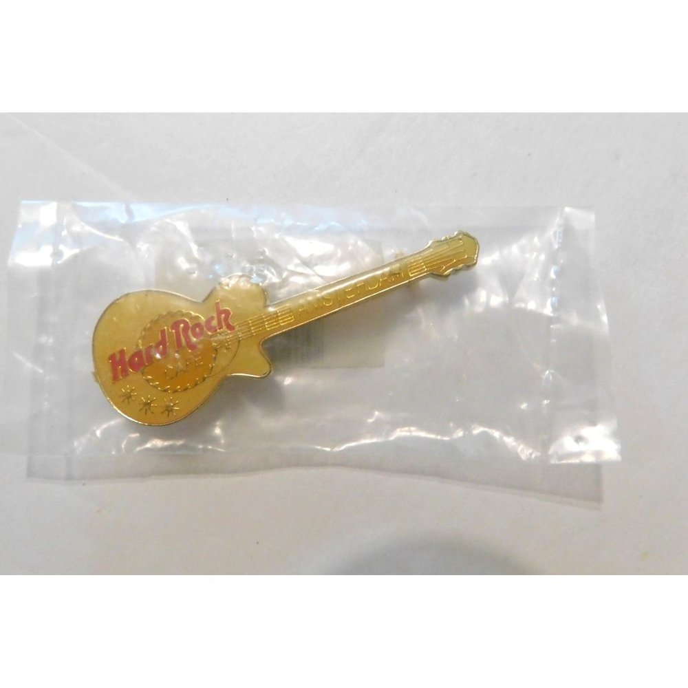 Hard Rock Cafe Amsterdam Guitar Collectible Pin Netherlands Enamel 2.25 Inch